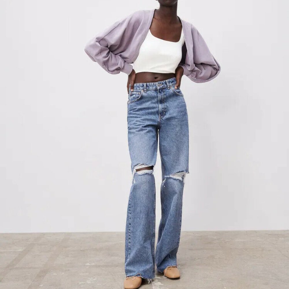 ZARA Lilac Cropped Sweater / Jacket / Bolero  L - Picture 3 of 10
